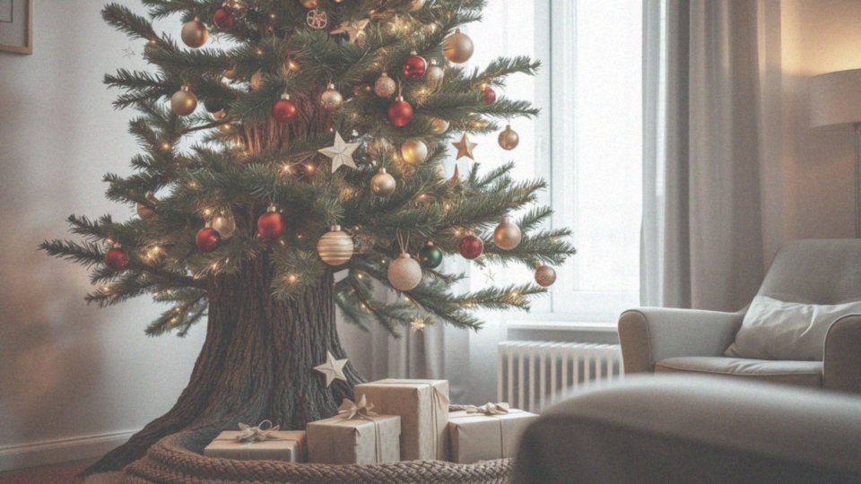 Jakie akcesoria i ozdoby najlepiej pasują do udekorowanej choinki na pniu?